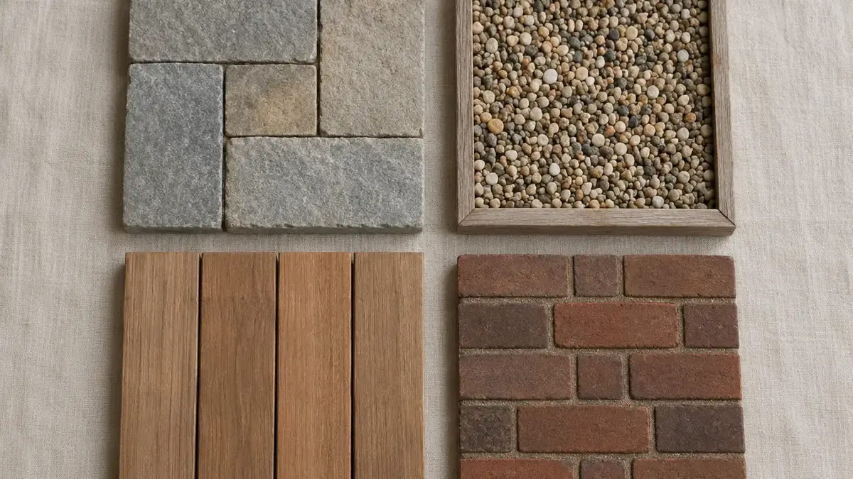Gepflasterter Gartenweg mit sauberem Unterbau
