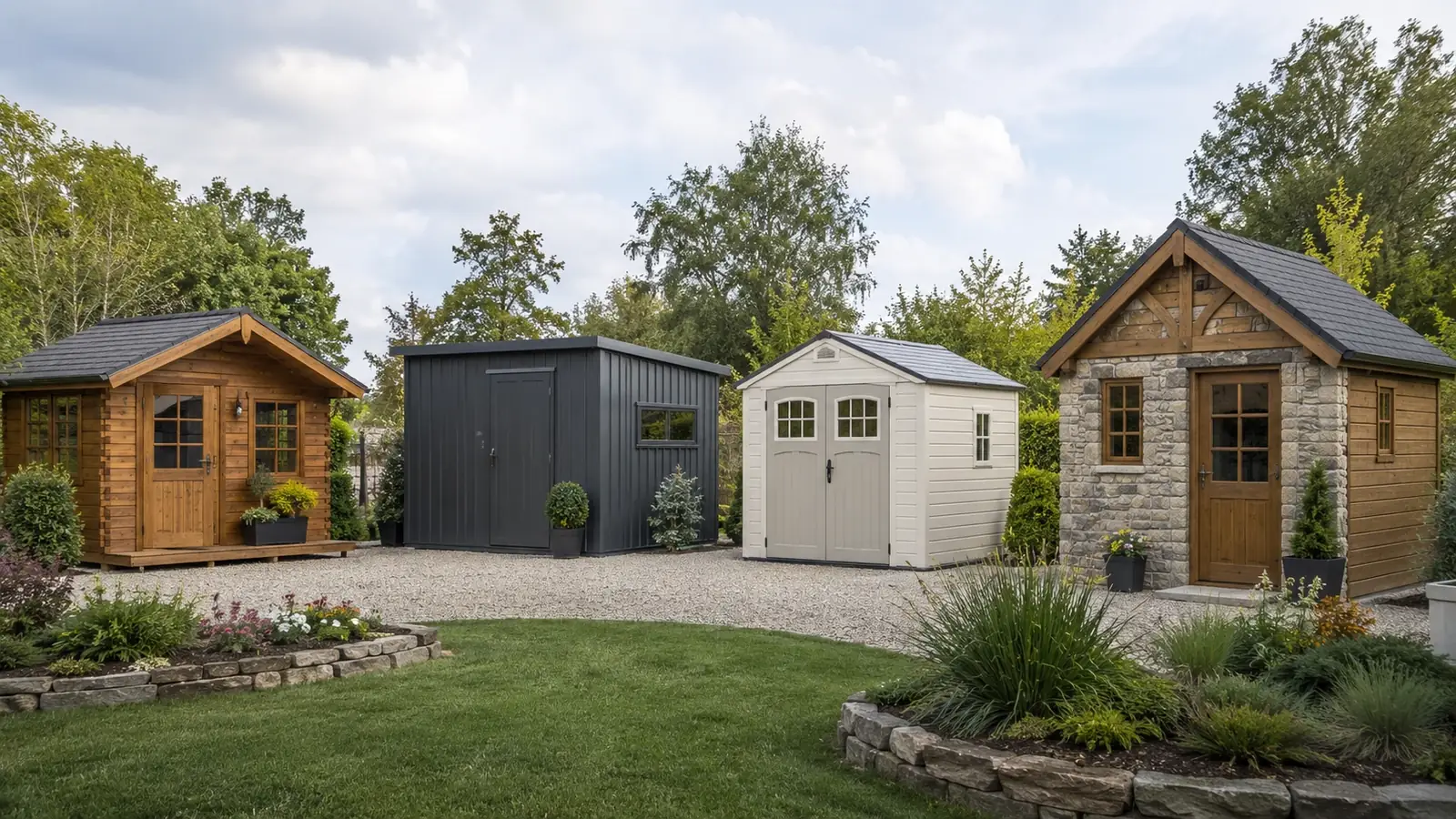 Gartenhaus Materialien Vergleich im Garten