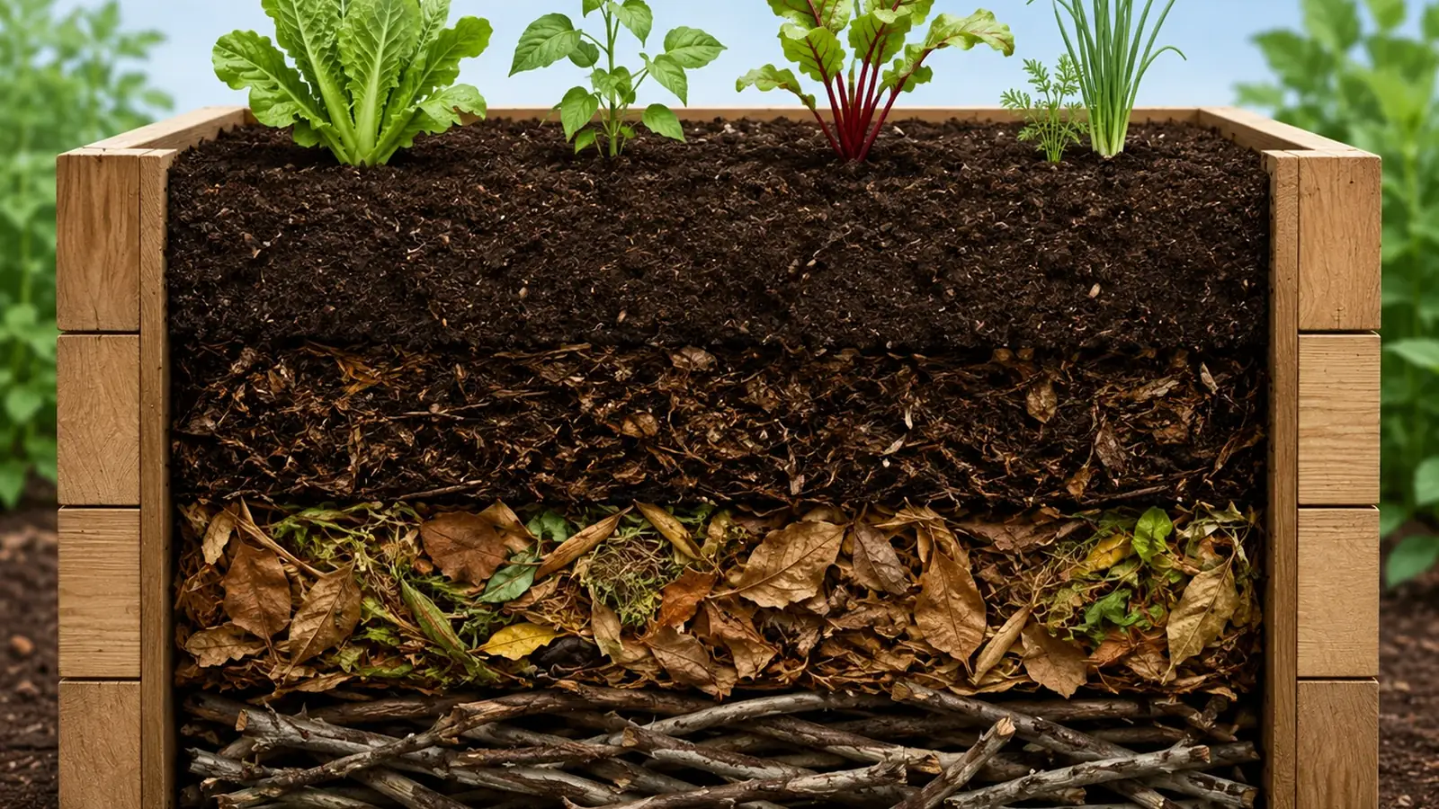 Hochbeet befüllen im Garten