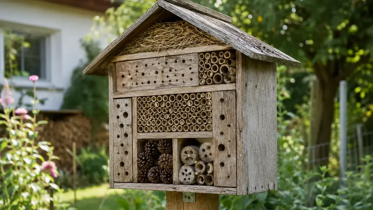 Insektenhotel als Nisthilfe im Naturgarten