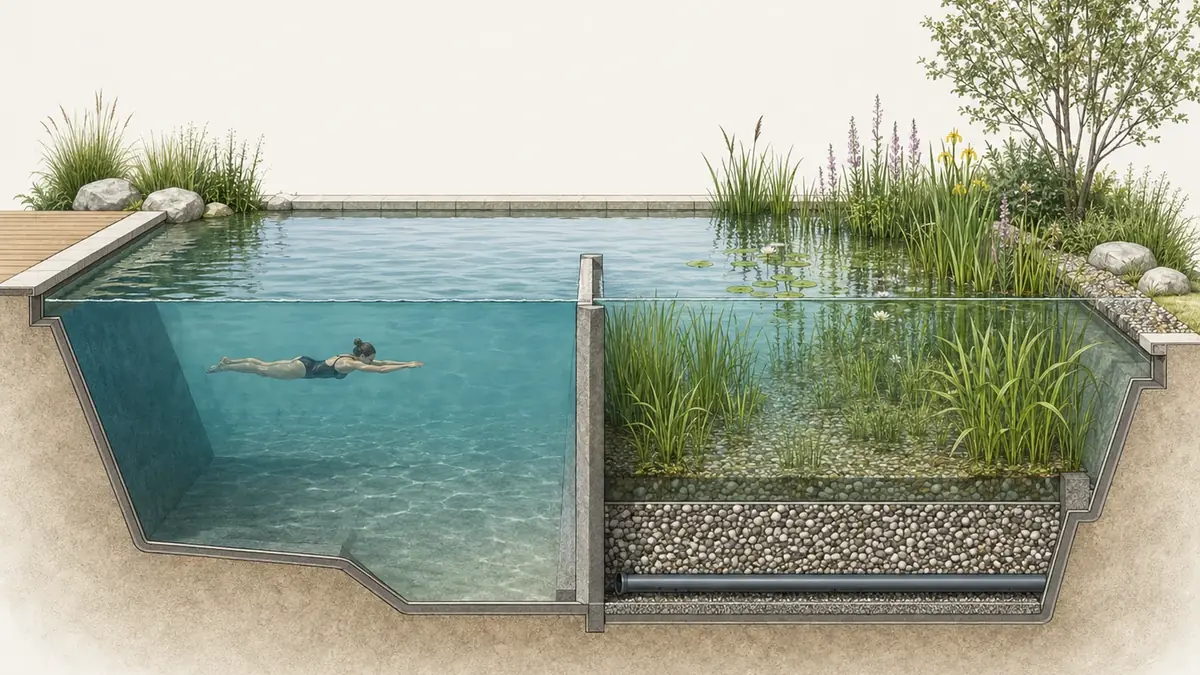 Naturpool bauen: aufbau