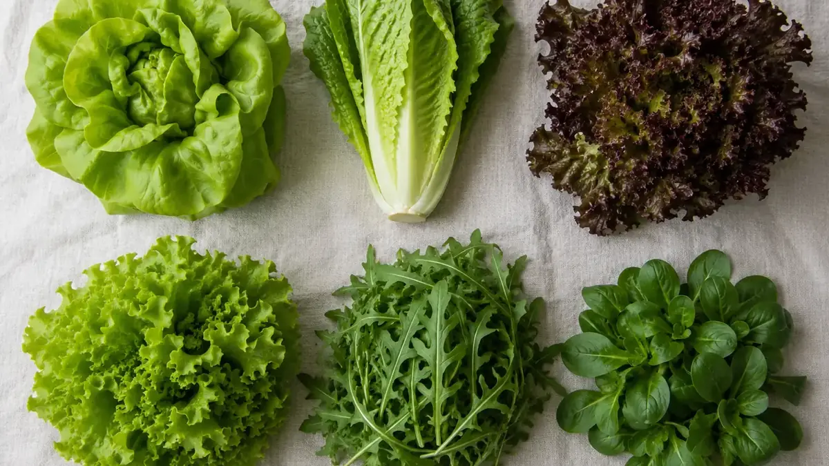 Verschiedene Salate im Gemüsebeet